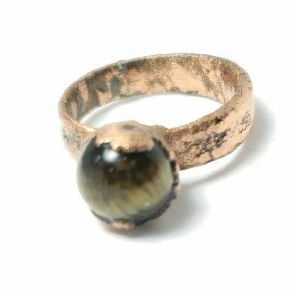 Tiger Eye Sphere Ring Size 5 - Picture 5 of 8